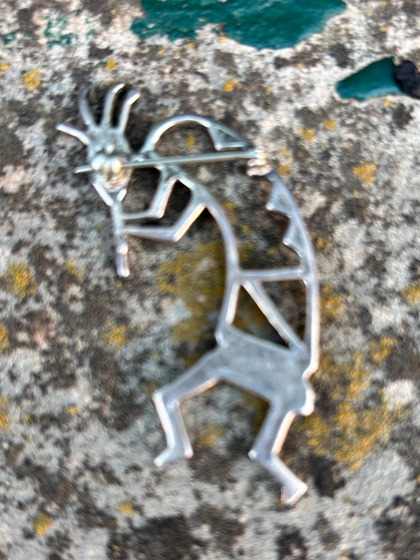 Vintage Sterling Silver Kokopelli Brooch Pin