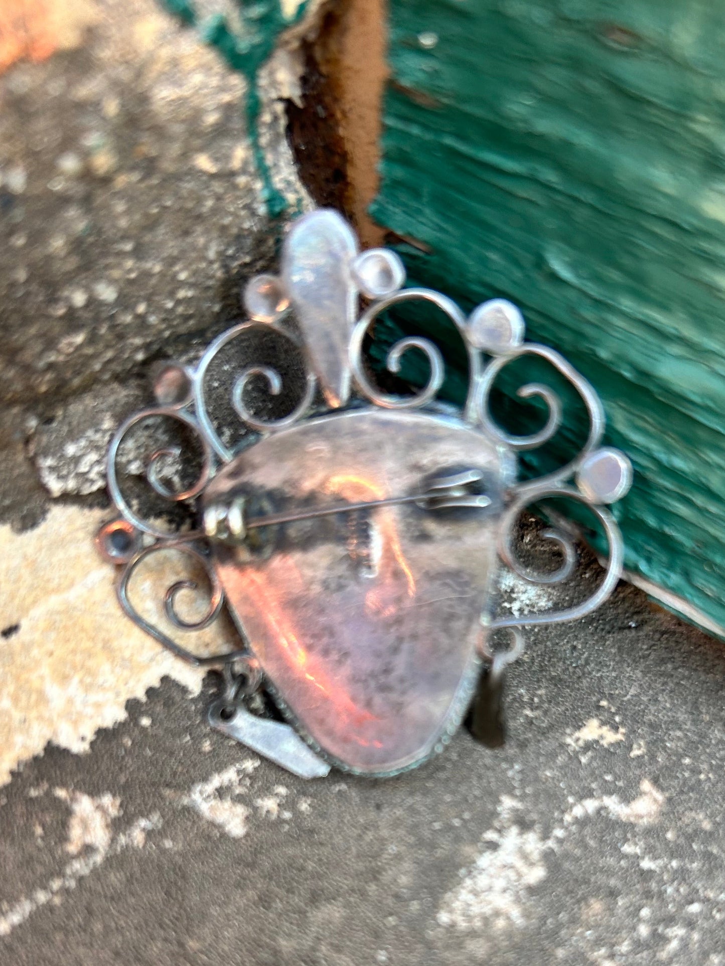 Vintage Sterling Silver Molded Mask Brooch
