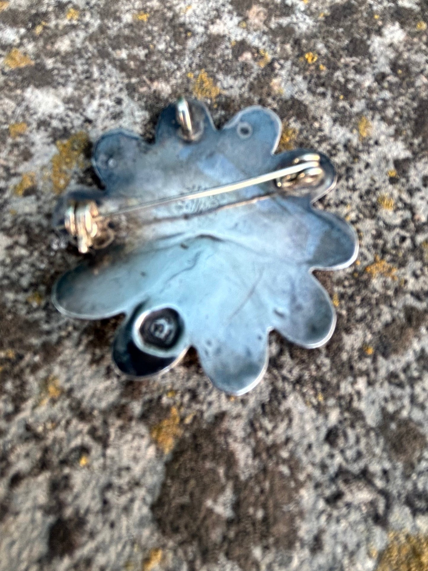 Vintage Taxco Brooch / Pendant Sterling Silver Turquoise / Abalone Brooch