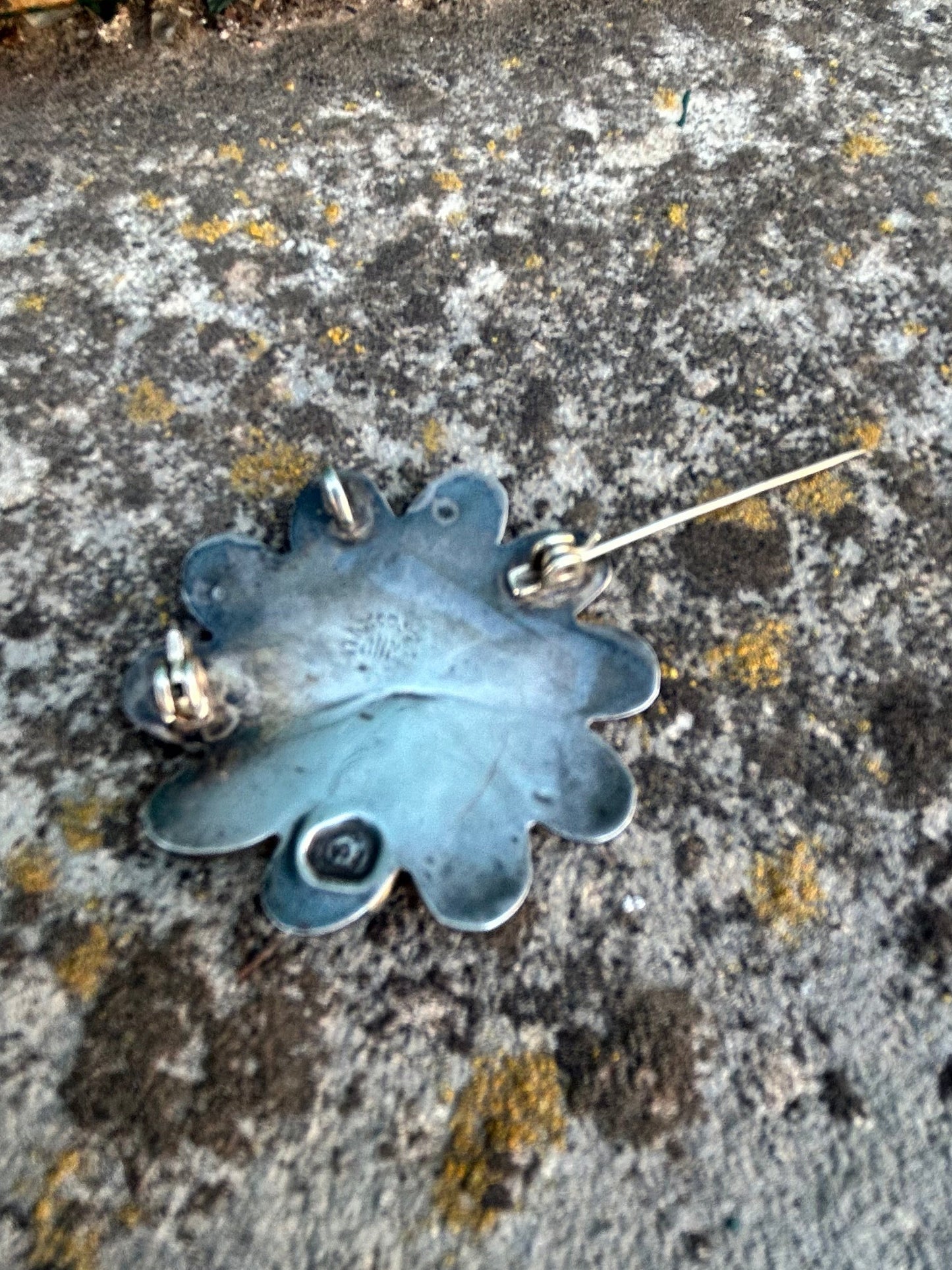 Vintage Taxco Brooch / Pendant Sterling Silver Turquoise / Abalone Brooch