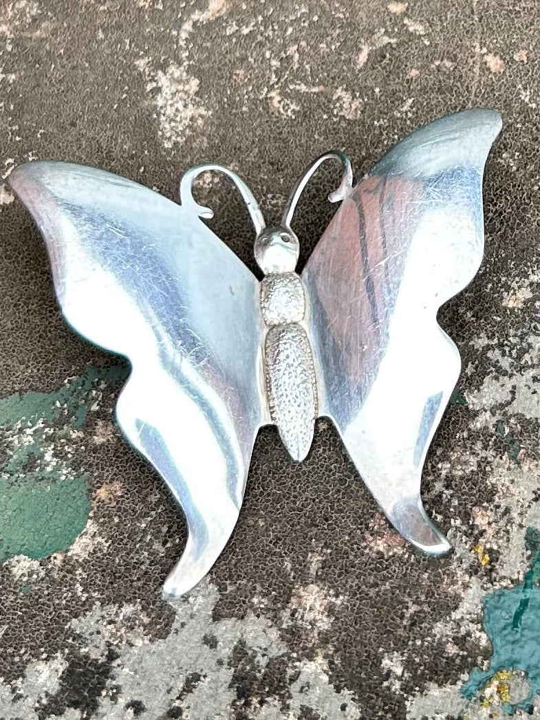 Vintage Sterling Silver Butterfly Brooch / Pendant