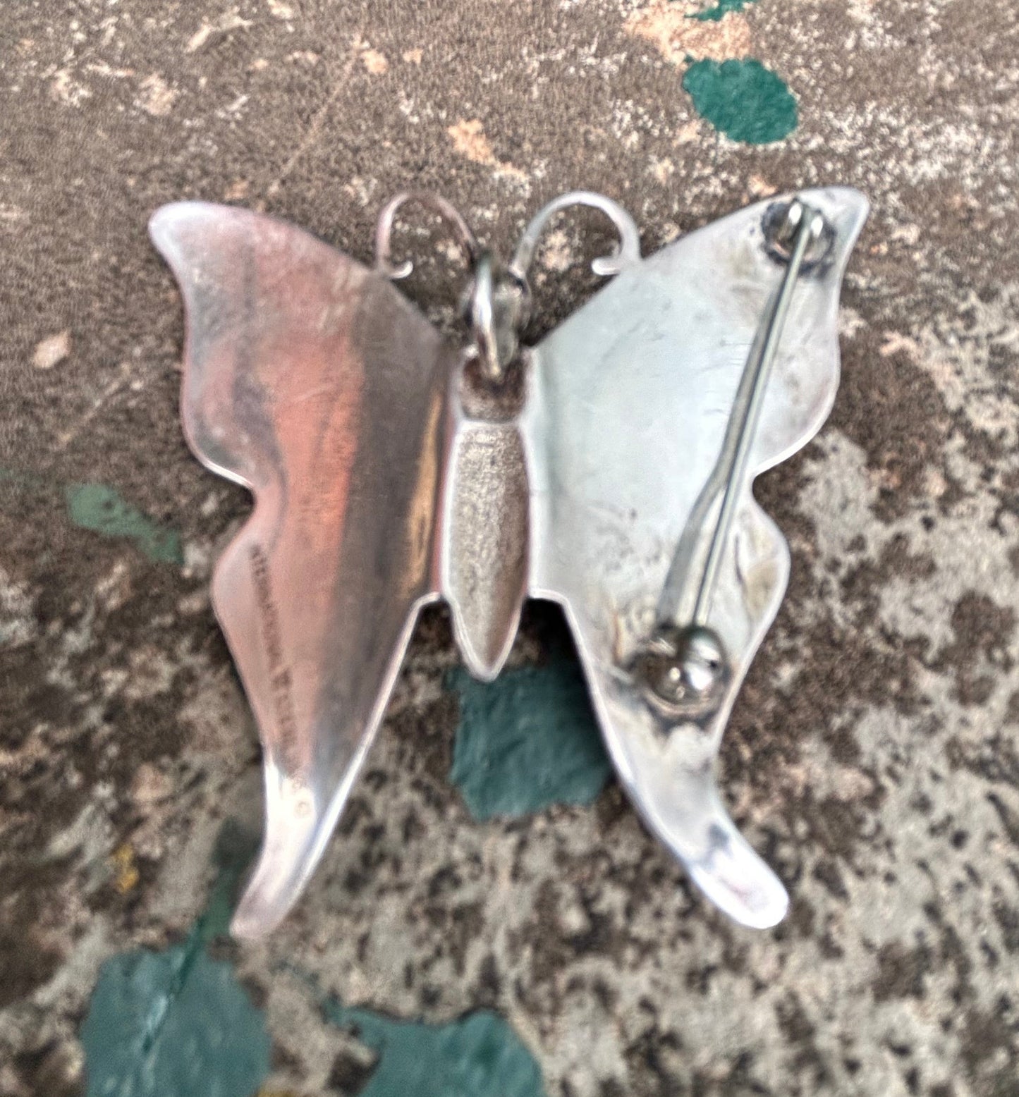 Vintage Sterling Silver Butterfly Brooch / Pendant